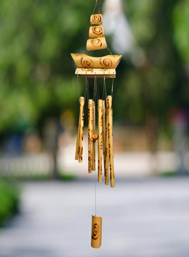 Plus Value Bamboo Wooden Wind Chimes for Home Decor, Balcony, Outdoor, Garden 8 Pipes, 26 Inches (66 cm) Positive Energy Vastu Feng Shui Windchime - Image 1